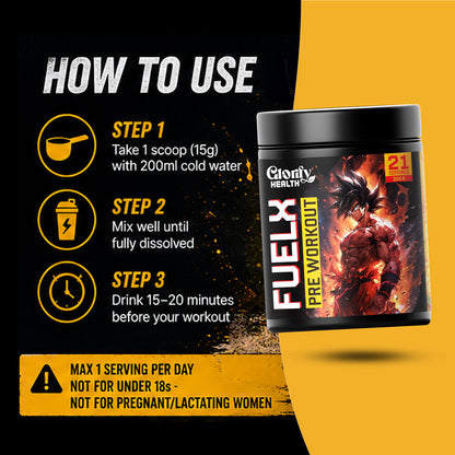 FuelX Pre-Workout  | Energy, Focus & Muscle Pump | 300g (21 Servings)