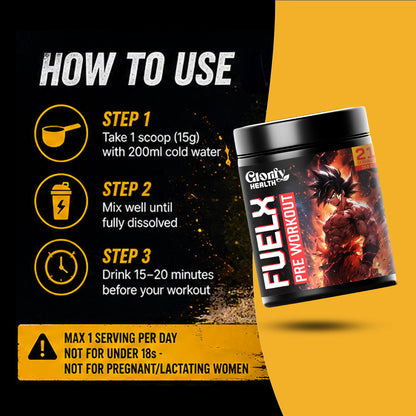 FuelX Pre-Workout  | Energy, Focus & Muscle Pump | 300g (21 Servings)